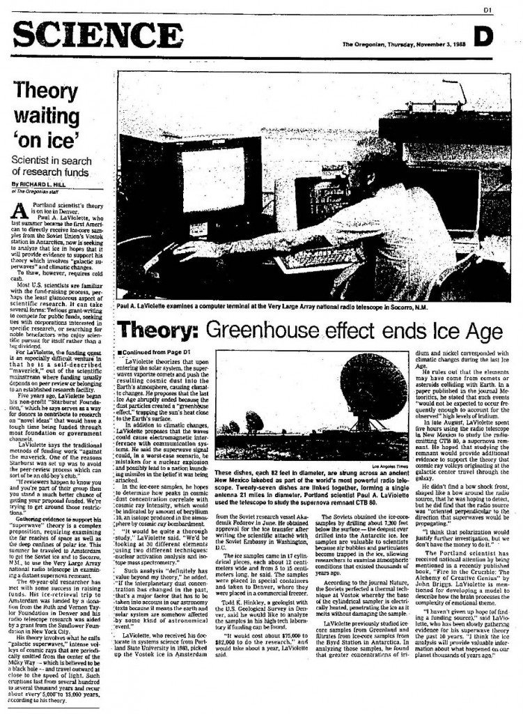 Oregonian, November 3, 1988 (Click to zoom)