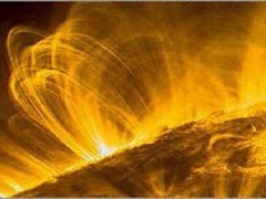 Close up of coronal loops over a solar flare made with the TRACE spacecraft in 2005 (courtesy of NASA/TRACE)